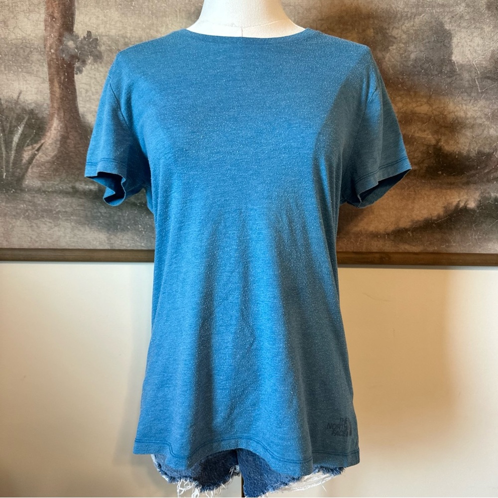 The North Face Women's Blue Short Sleeve Tee with Back Design